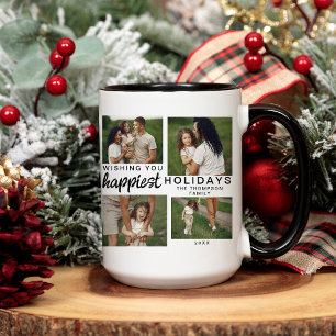 Mug Script moderne Famille Photo personnalisée Noël 20