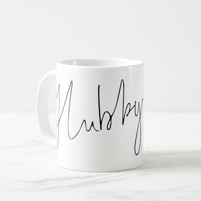 Mug Script moderne Hubby Nom noir blanc (Devant gauche)