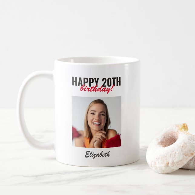 Mug Script moderne Joyeux anniversaire personnalisé ca (Avec donut)