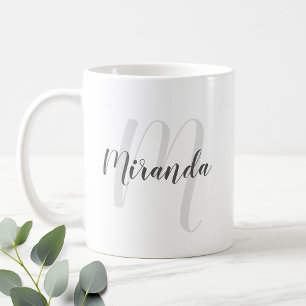 Mug Script moderne Monogramme personnalisé et nom