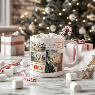 Mug Script multicolore de Noël Collage photo personnal
