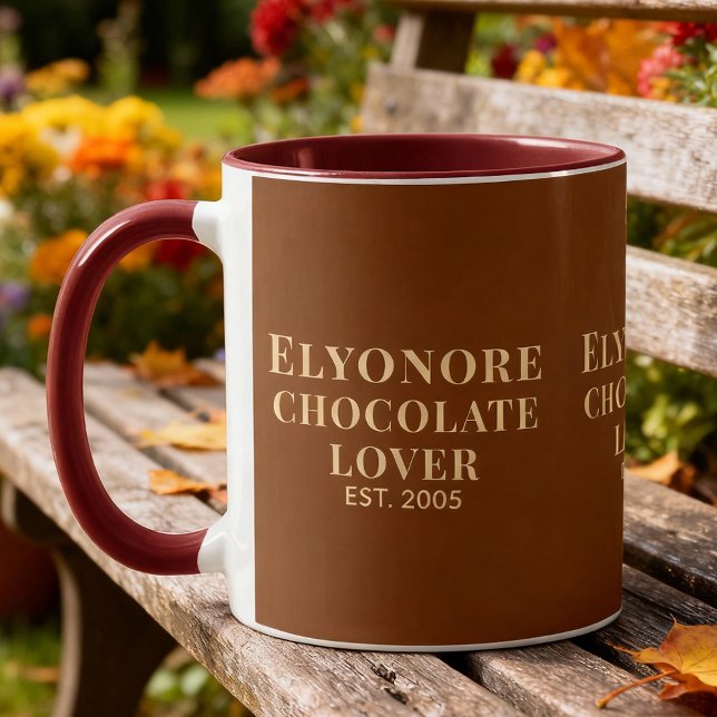 Mug Script Nom Personnalisé Amoureux de Chocolat Crème (Créateur téléchargé)