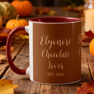 Mug Script Nom Personnalisé Crème Amateur de Chocolat 