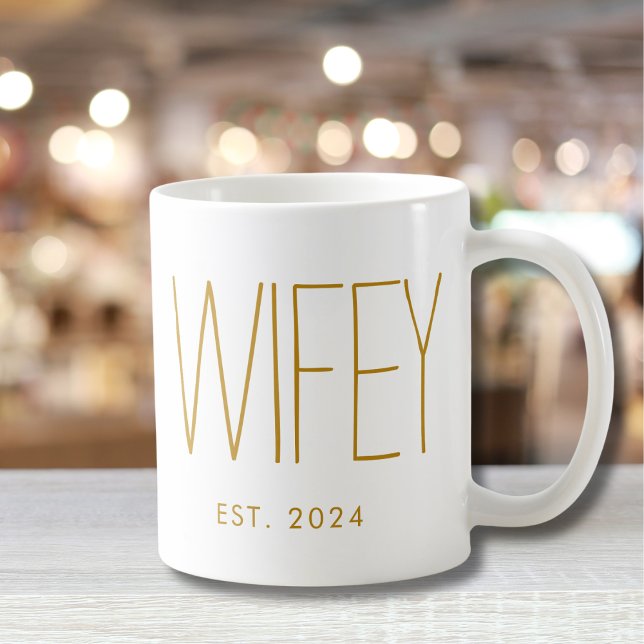 Mug Script Wifey Gold Mariage personnalisé Anniversair (Créateur téléchargé)