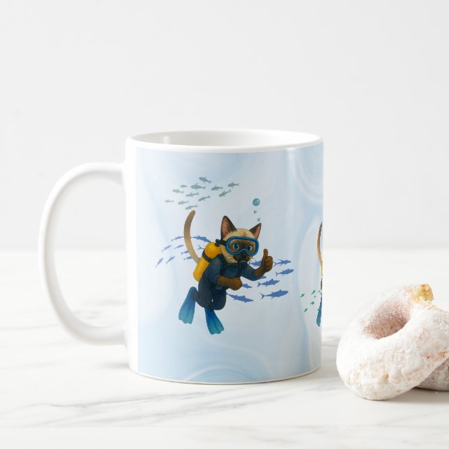 Mug Scuba Cat plonge sous l'eau (Avec donut)