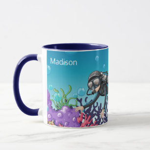 Mug Scuba Diver nom personnalisé muettes