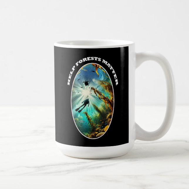 Mug SCUBA Diver Silhouette with Turtle, Fish, and Kelp (Droite)