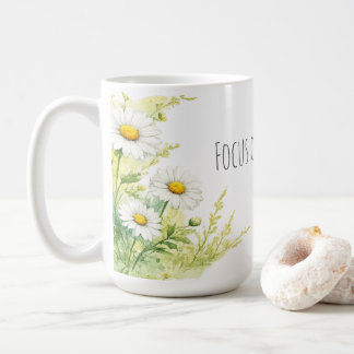 Mug Se concentrer sur le bien - marguerites aquarelle