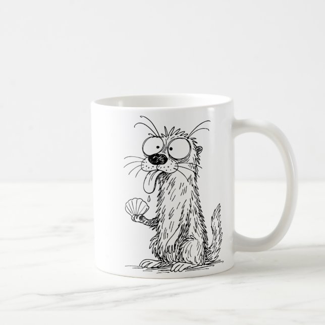 Mug Sea Otter Abstract Art Rtrait Drawing Whimsical Fu (Droite)