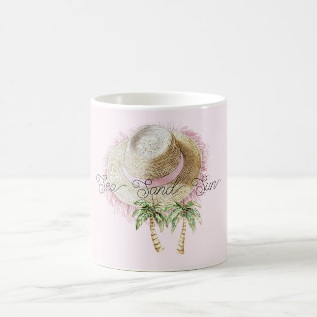 Mug Sea Sand Sun Straw Hat Palm Trees (Centre)