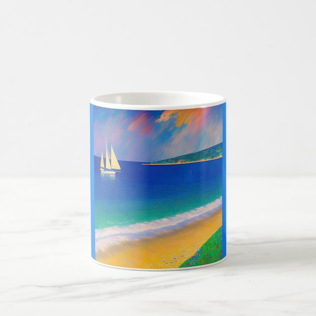 Mug Sea Scape 09 "Yacht in the bay" (Centre)