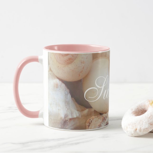 Mug Sea Shells, Summer Beach Exotic Troptic Romantic (Avec donut)