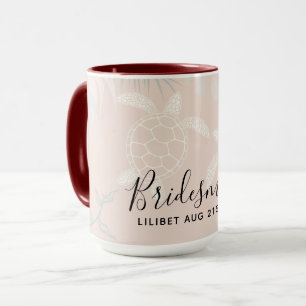 Mug Sea Turtles Beach Coral et Mariée Turquoise