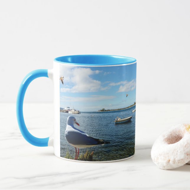 Mug Seagull, Boats et The Ocean (Avec donut)