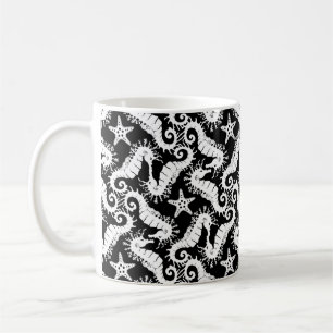 Mug Seahorse et Starfish - Motif noir et blanc