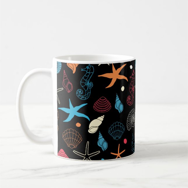 Mug Seahorse Starfish Coquillages Ocean Life (Gauche)