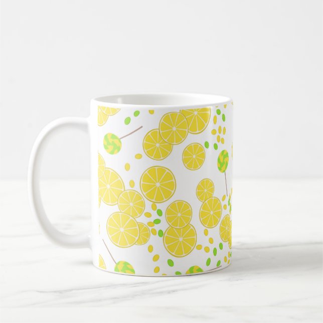 Mug Seamless bright lemon slices candy lollipops (Gauche)