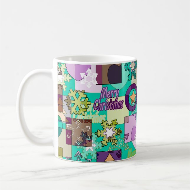 Mug Seamless Merry Christmas Snowflake dark green colo (Gauche)