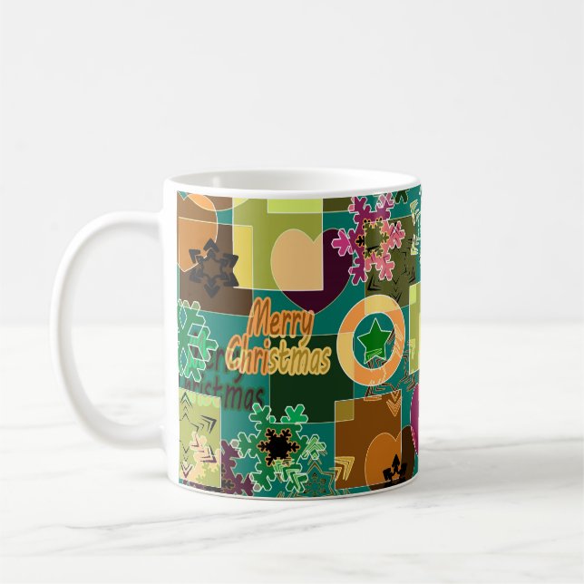 Mug Seamless Merry Christmas Snowflake dark green colo (Gauche)