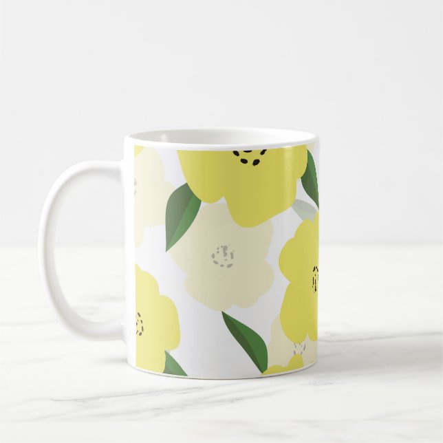 Mug Seamless pattern with bright yellow flowers backgr (Gauche)