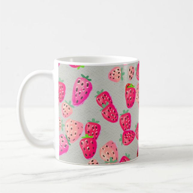 Mug Seamless pattern with ripe strawberry. Hand drawn  (Gauche)