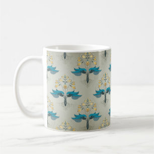 Mug Seamless vintage background. Floral pattern in mod