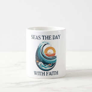 Mug Seas The Day With Faith Classic Mug, 11 oz
