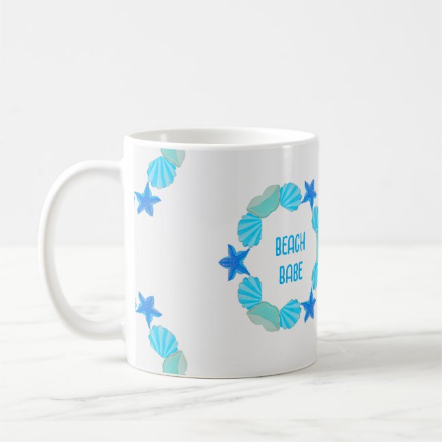 Mug Seashell cercles plage bébé ou nom personnalisé (Gauche)