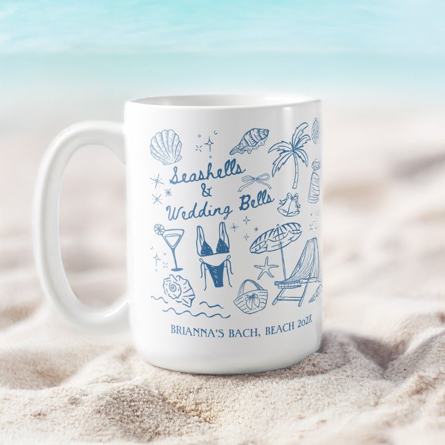 Mug Seashells wedding bells bridesmaids gifts custom (Seashells wedding bells beach seaside bachelorette party bridesmaids gifts custom coffee mug)