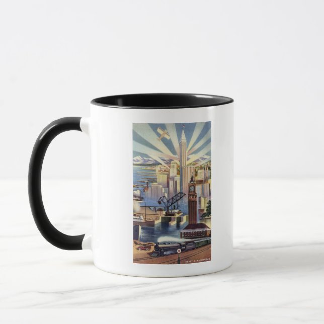 Mug Seattle, Washington - Vue du centre-ville (Gauche)