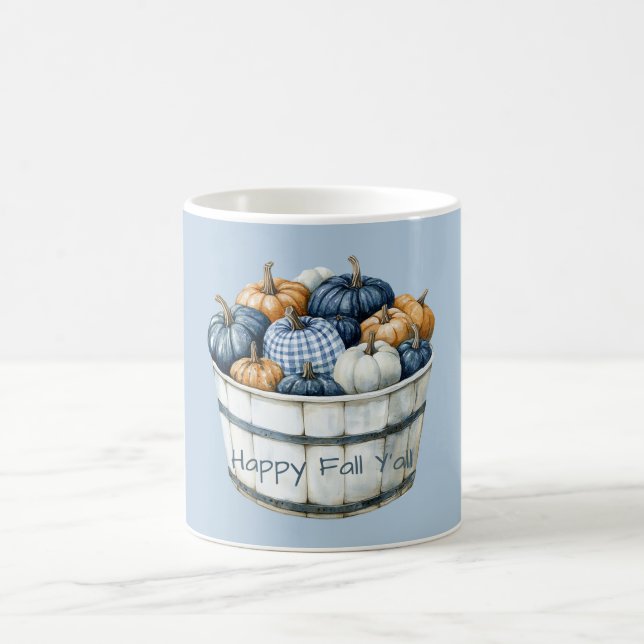 Mug Seau à citrouilles orange à carreaux bleus et blan (Centre)