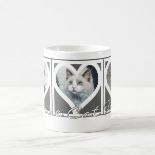 Mug SECOURIR CAT MOM Trois Photo Cadre Coeur Gris