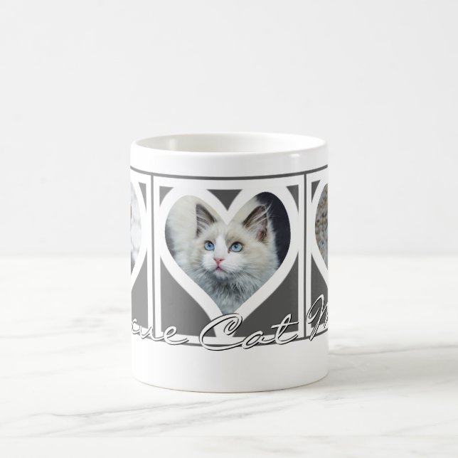 Mug SECOURIR CAT MOM Trois Photo Cadre Coeur Gris (Centre)