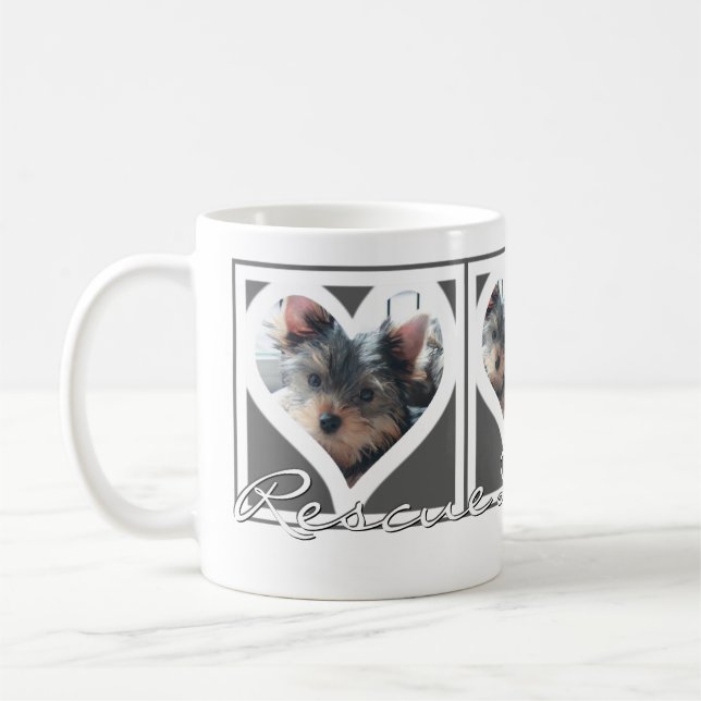 Mug SECOURIR DOG MOM Trois Photo Heart Frame Gris (Gauche)