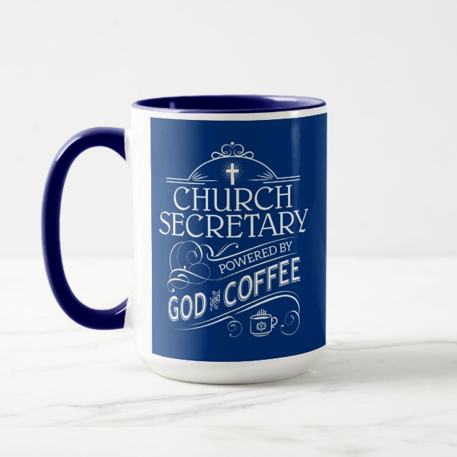 Mug Secrétaire de l'Église Poussé par Dieu et le café (Gauche)