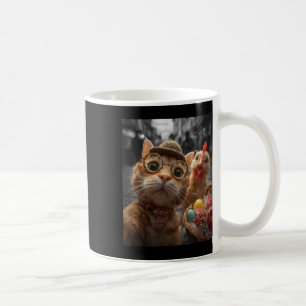 Mug Selfie chat et poulet Œufs de Pâques vintage drôle