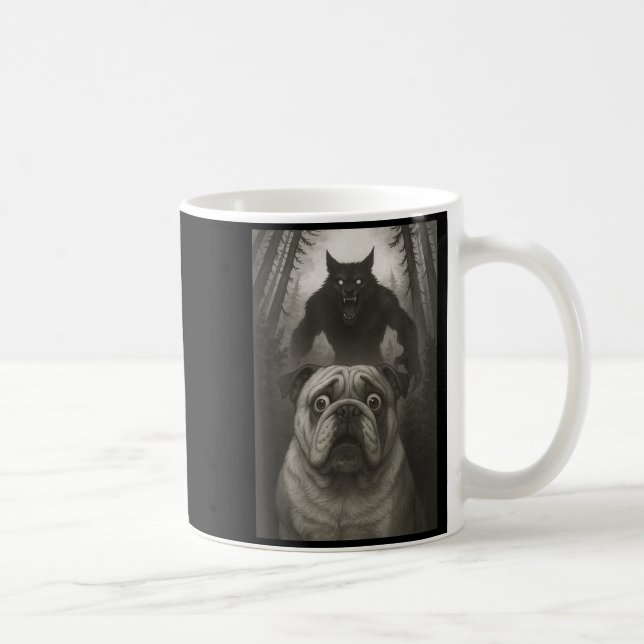 Mug Selfie de Bouledogue Anglais avec Loup-Garou Drôle (Droite)