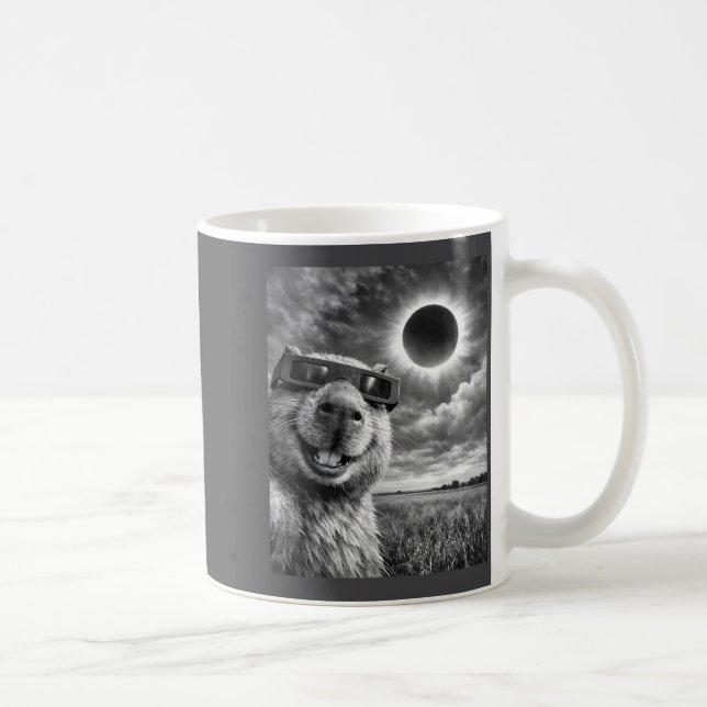 Mug Selfie de capybara Drôle d'animal Éclipse solaire  (Droite)