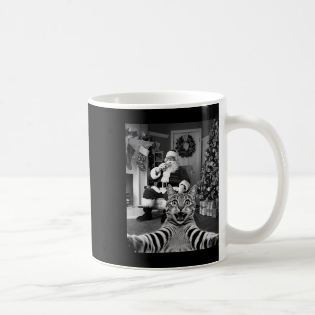 Mug Selfie De Chat De Noël Drôle Avec Santa Claus Cute (Droite)