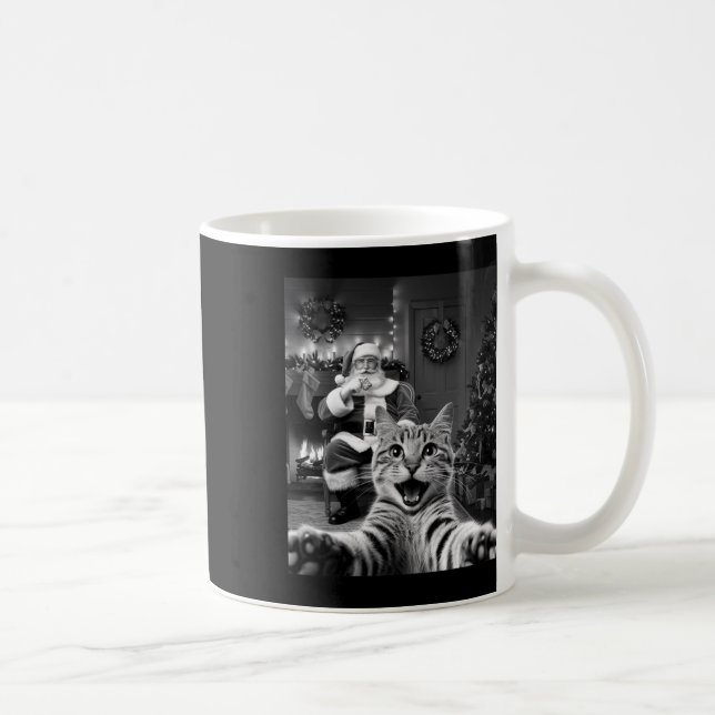 Mug Selfie De Chat De Noël Drôle Avec Santa Claus Cute (Droite)