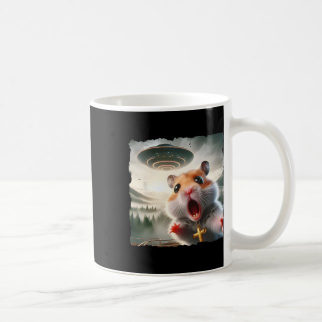 Mug Selfie de hamster drôle avec un voyage alien mème  (Droite)