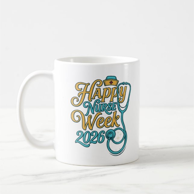 Mug Semaine de l'infirmière heureuse 2026 Stethoscope  (Gauche)