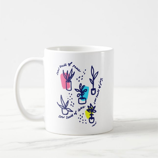 Mug Semer des graines de paix, d'amour et de joie - in (Gauche)