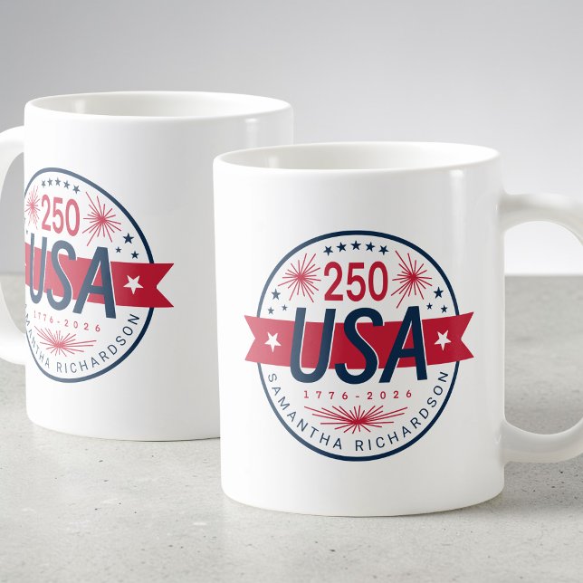 Mug Semiquincentenaire des États-Unis 250e anniversair (USA Semiquincentennial America's 250th Anniversary Coffee Mug)