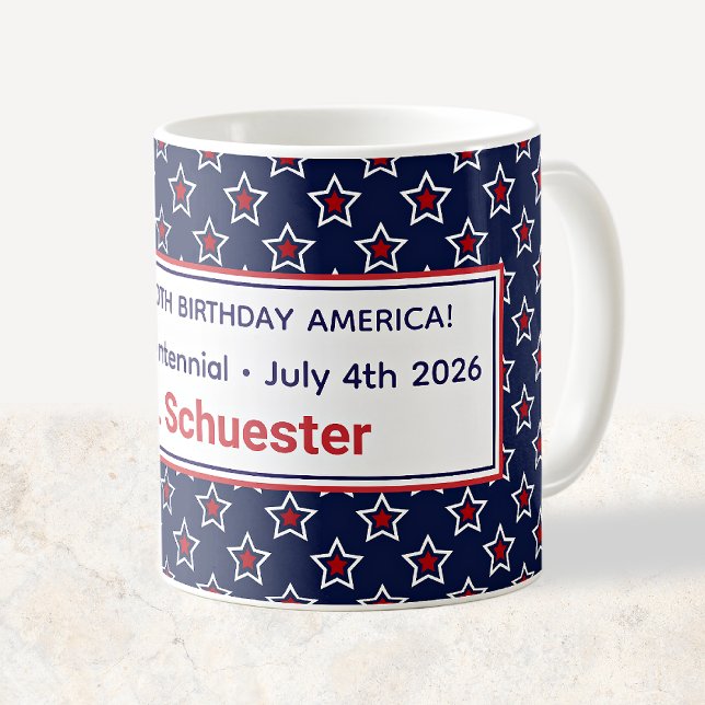 Mug Semiquincentennial Rouge Blanc Étoiles Professeur (Créateur téléchargé)