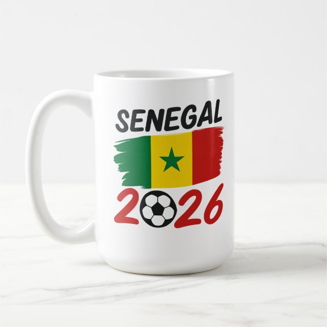 Mug Senegal 2026 Soccer Fan Design with Star Football (Gauche)