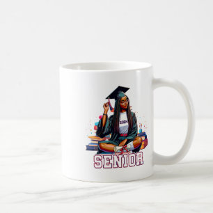 Mug Senior 2024 Black Afro African Woman Graduation Bo