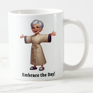 Mug Senior Citoyen Joyeux dans une Robe Confortable