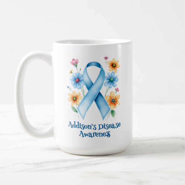 Mug Sensibilisation à la maladie d'Addison | Ruban ble (Gauche)