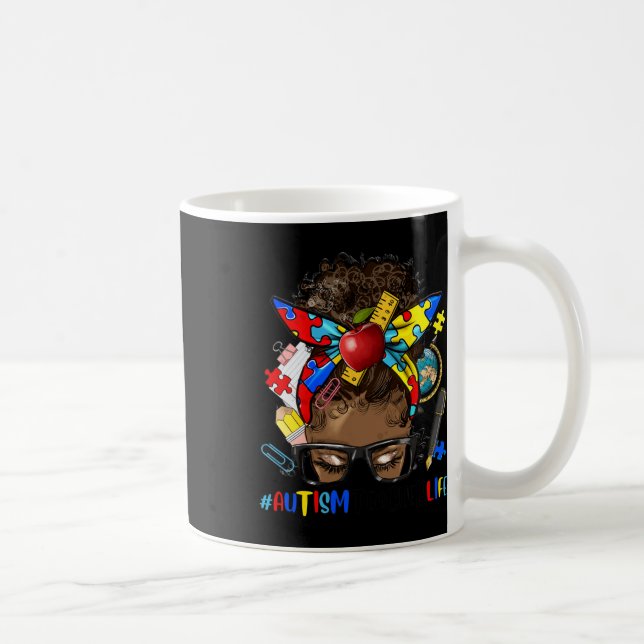 Mug Sensibilisation à l'autisme Afro Chignon Méssé Mél (Droite)